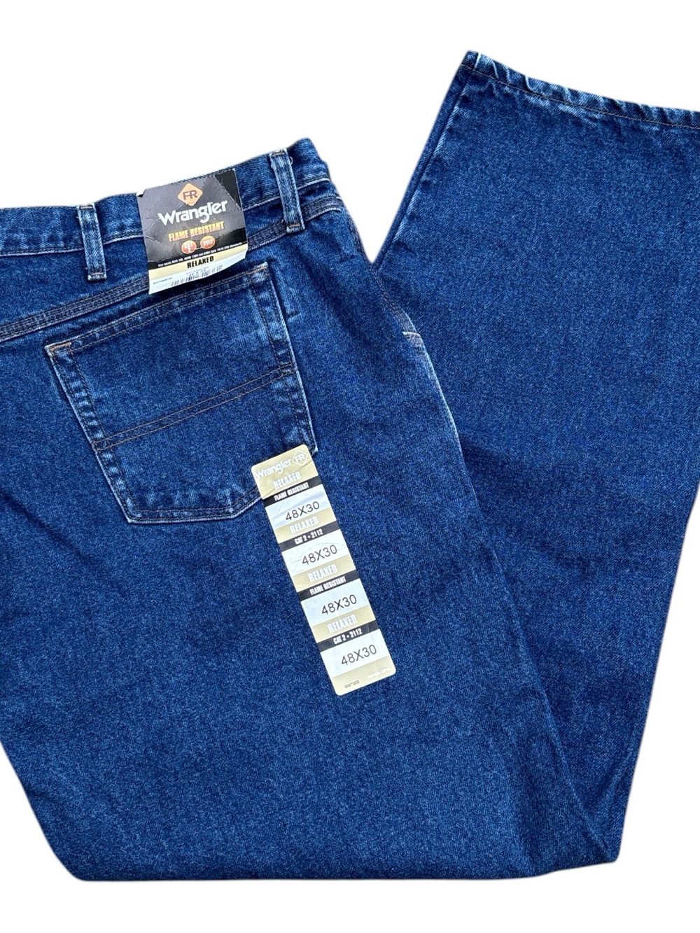 Wrangler Cat 2 FR Men’s Relaxed Fit Dark Blue Denim Jeans 48x30